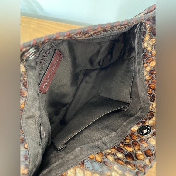 SONDRA ROBERTS Shoulder Bag Textured Snakeskin Animal Print Braided Handle - Picture 9 of 15